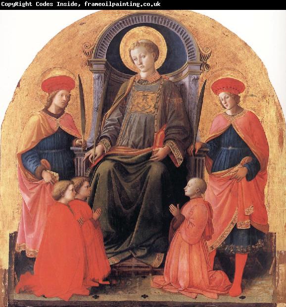 Fra Filippo Lippi St Lawrence Enthroned with Sts Cosmas and Damian,Other Saints and Donors