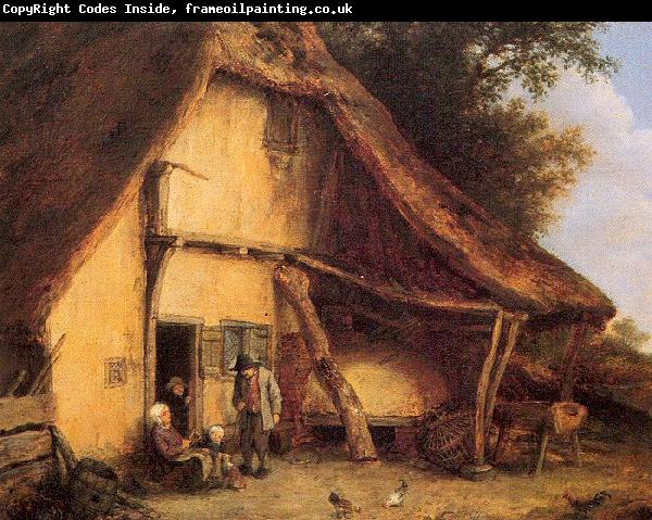 Ostade, Adriaen van A Peasant Family Outside a Cottage