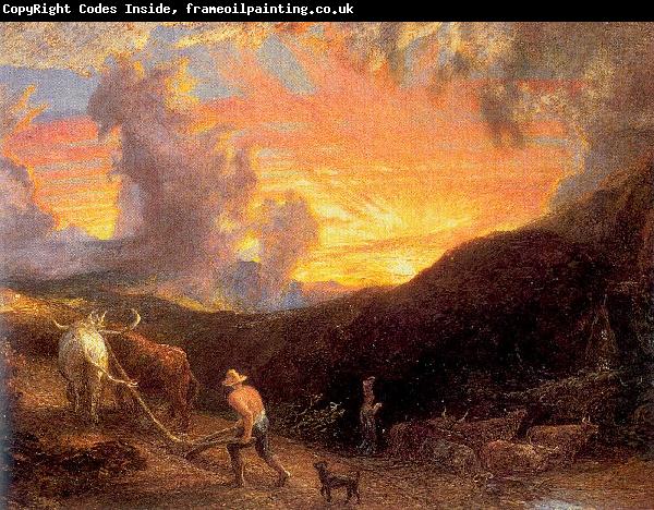 Palmer, Samuel Ploughing at Sunset