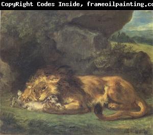 Eugene Delacroix Lion Devouring a Rabbit (mk05)