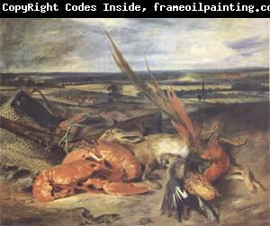 Eugene Delacroix Still Life with a Lobster and Trophies of Hunting and Fishing (mk05)