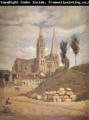 Jean Baptiste Camille  Corot La cathedrale de Chartres (mk11)