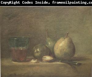 Jean Baptiste Simeon Chardin Pears Walnuts and a Glass of Wine (mk05)