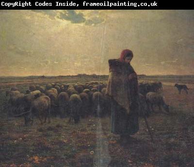 jean-francois millet Shepherdess with her flock (san17)