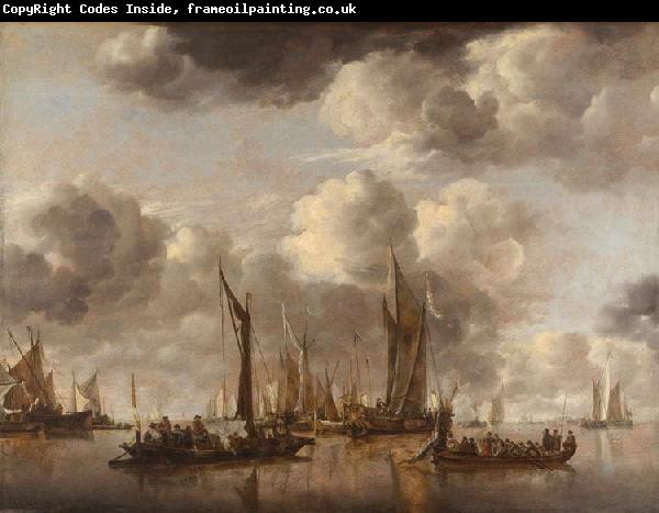 Jan van de Capelle Shipping Scene with a Dutch Yacht Firing a Salut (mk08)