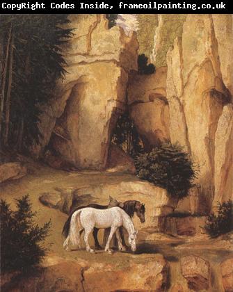 Moritz von Schwind A Hermit Leading Horses to the Trough (mk22)