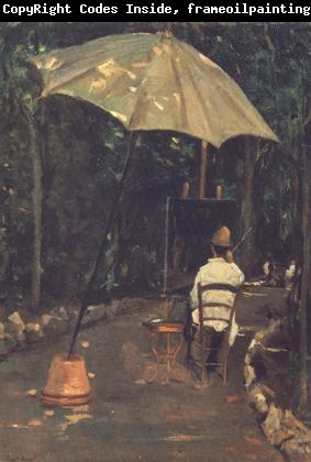 Silvestro lega Angiolo Tommasi Painting in a Garden (nn02)