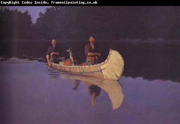 Frederic Remington Evening on a Canadian Lake (mk43)