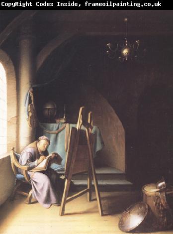 Gerrit Dou A Man writing in an Artist's Studio (mk33)