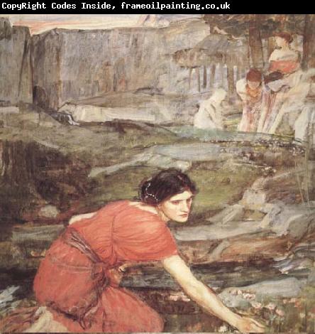 John William Waterhouse Study:Maiidens picking Flowers by a Stream (mk41)