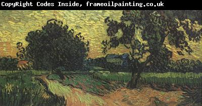 Vincent Van Gogh Landscape with thte Chateau of Auvers at Sunset nn04)