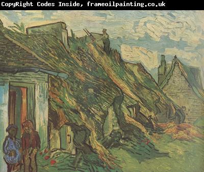 Vincent Van Gogh Thatched Sandstone Cottages in Chaponval (nn04)