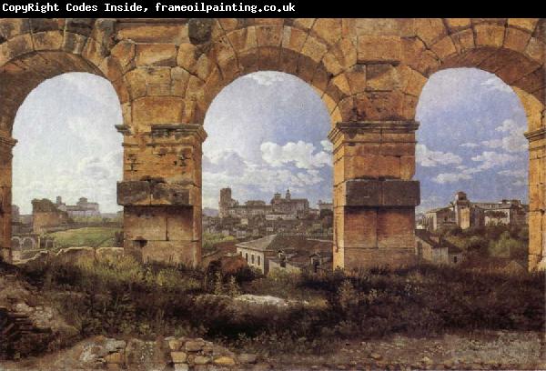 Christoffer Wilhelm Eckersberg View through three northwest arches of the Colossum in Rome,Storm gathering over the city