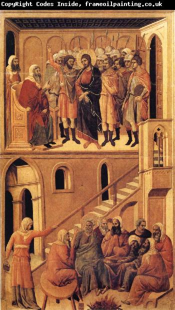 Duccio di Buoninsegna Peter's First Denial of Christ and Christ Before the High Priest Annas