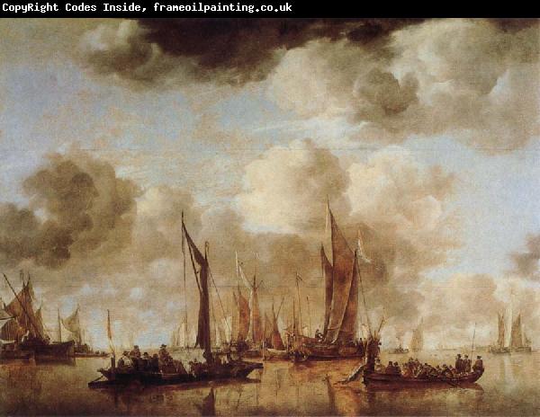 Jan van de Capelle Shipping Scene with a Dutch Yacht Firing a Salure