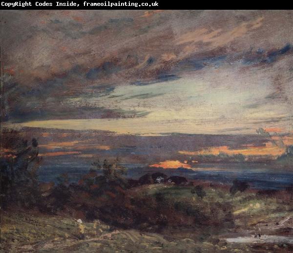 John Constable Hampstead Heath,sun setting over Harrow 12 September 1821